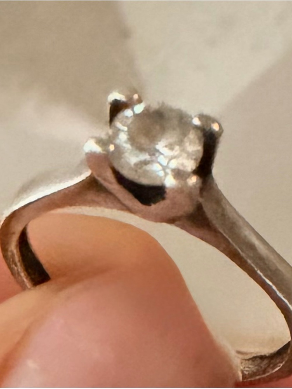 Classic Solitaire Silver Ring with Clear Stone